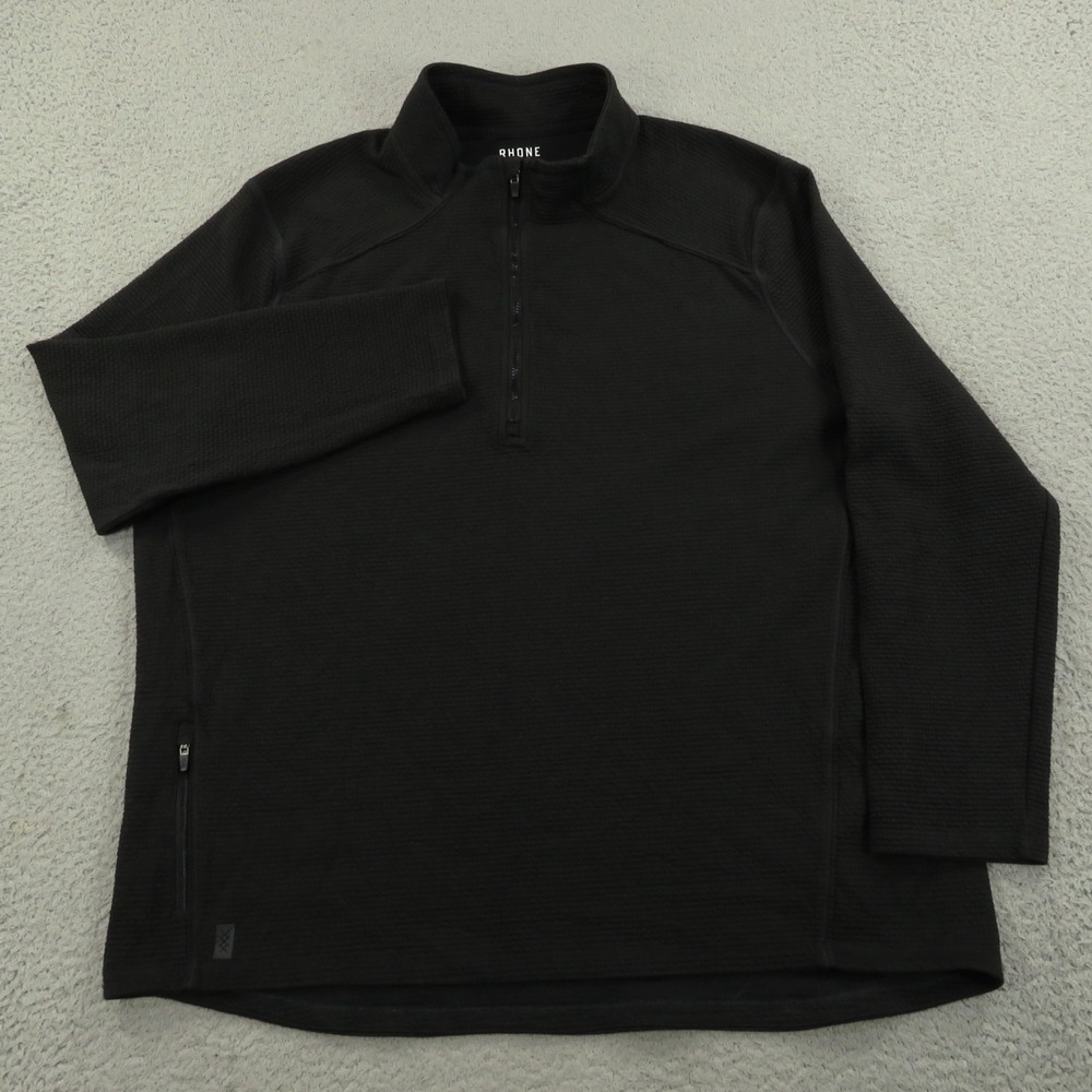 Rhone 1/4 Zip Pullover XXL Mens Black Textured Tribeca Tech Waffle Knit 101714